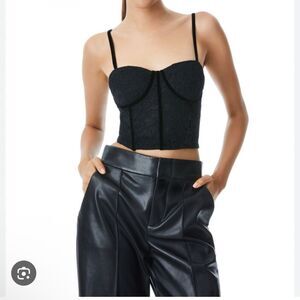 Alice + Olivia Lorette Lace Bustier Crop Top
